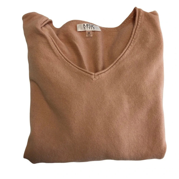 NWOT Soft Pastel Peach V-Neck  Sweater Size M Balletcore Casual Office Classic - Picture 2 of 11